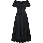 SCARLET DARKNESS Renaissance Dress for Women 2026 Summer Spring Cotton Off The Shoulder Boho Midi Dresses