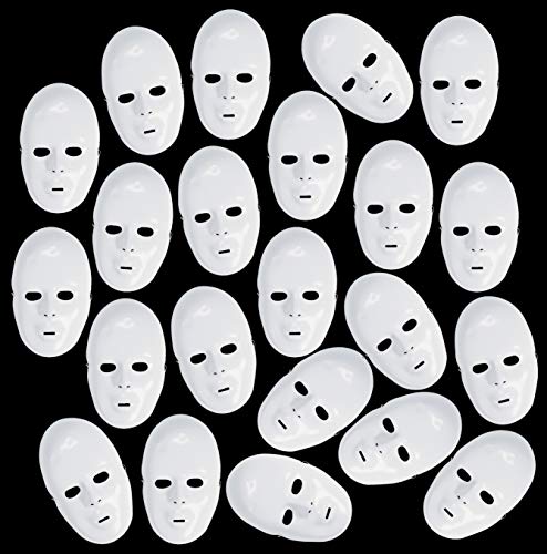 4Eâ€™s Novelty 24 Bulk DIY Plastic White Full Face Party Masks Crafts Decorate & Design Your Own Mask