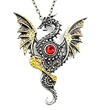 AMAZING 'Gear Dragon' Pendant Necklace in GIFT BOX | Steampunk Gem Style w/ Full Chain