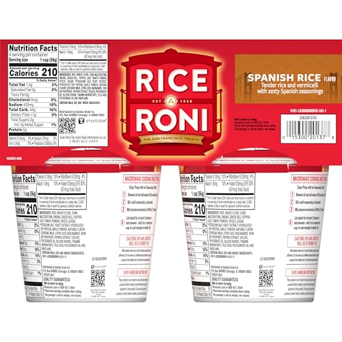RICE-A-RONI CUPS, SPANISH RICE, 2.11 OZ, 4 PACK