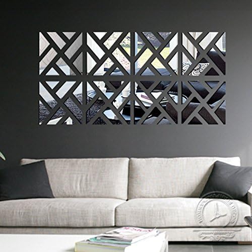 YattafasionModern Wall Decor Sticker, (32Pcs) Removable 3D Acrylic Mirror Wall Sticker DIY Art Vinyl Decal for Home Room Decorations