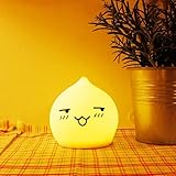 Kids Night Light EMDMAK Silicone Night Lamp Battery Operated with 7-Color Mood Light, Sensitive Tap Control for Baby Kids Adults (White) (Light B)