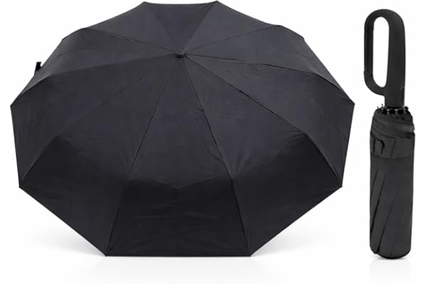 Guarda-Chuva Premium Botão Automático Abre e Fecha Varetas Reforçadas Proteção Solar UV Blackout Resistente ao Vento Compacto Dobrável Sombrinha Portátil Mochila Bolsa Mala Fivela de Anel