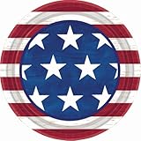 Americana Red White & Blue Stars and Stripes Paper Lunch Plates (9 inch diameter)