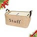 Collapsible Jute Storage Basket Eco-Friendly Storage Bins Baby Nursery Organizer with Handles Lightweight Box for Clothes Toys Kids Laundry Blankets Pillows Bedrooms Kitchen Closet – 14” x 10” x 8”
