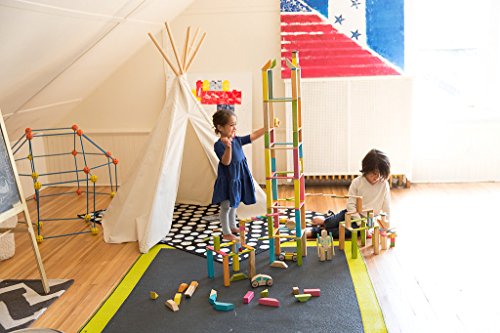 90 Piece Tegu Classroom Magnetic Wooden Block Set, Tints