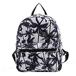 Urmiss Small Flowers Floral Leaf Graffiti Printed Canvas Casual Backpack Travel Shoulder Bag Students Schoolbag Rucksack for Kids Girls Boys and Women