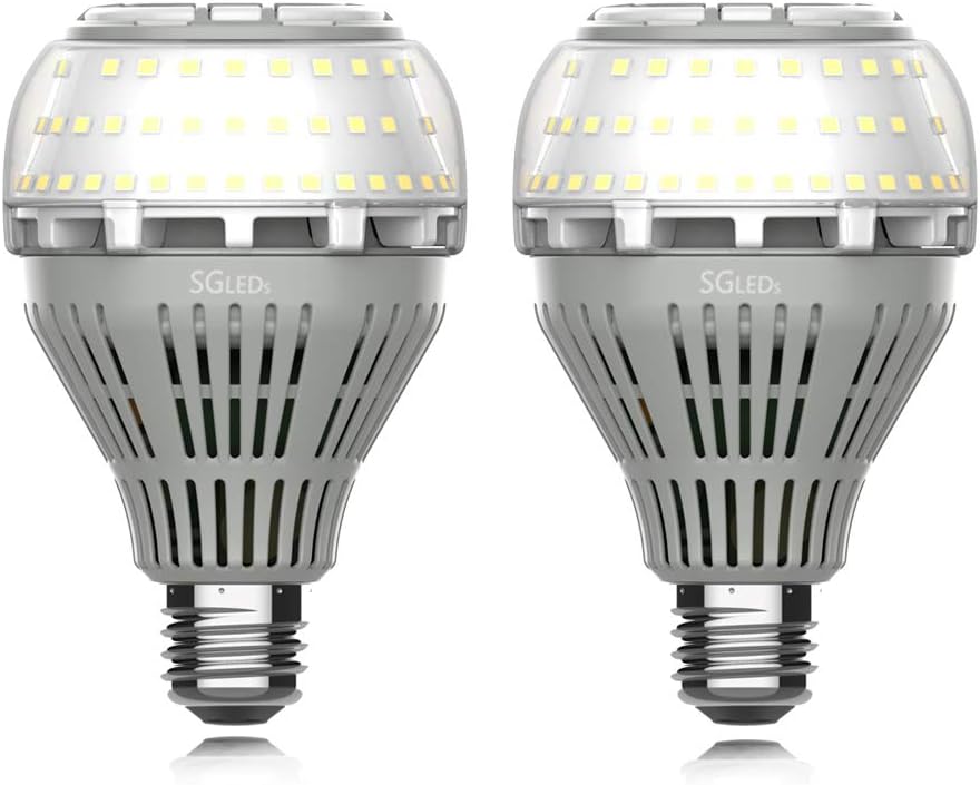 SGLEDS 22W (150W-200W Equivalent LED Bulb), 5000K LED Bulbs, 3000lm Light Bulbs, A21 E26 Base LED Lights, Daylight Lighting, Non-Dimmable, 2Pack
