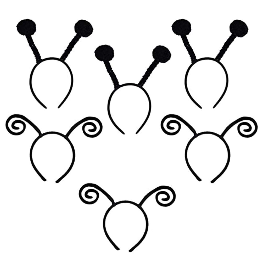 FRCOLOR 6pcs Antenna Headband Butterfly Bug Antenna Pom Pom Boppers Bee Hair Hoop for Headpiece Halloween Party Costume Props for Woman Lady