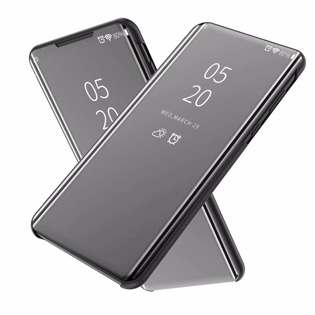 FTRONGRT Case for Oppo Find X5 Pro，Mirrored Flip Smart Translucent Case with Automatic Switch for Oppo Find X5 Pro-Black