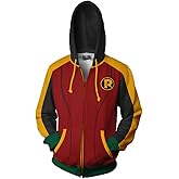 Xinxin Robin Tim Drake 3D Anime Cosplay Cardigan Zip Hoodie Unisex Adult Red