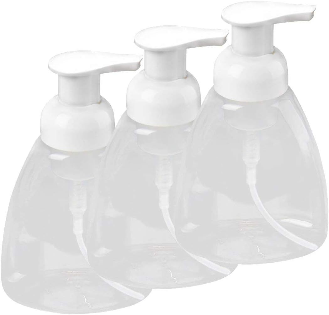 JamHoo Foaming Soap Dispenser Pump Empty Bottles Hand Soap Liquid Containers - 250ml (8.5oz) Set of 3 Foaming Soap Refill Perfect for Castile Liquid Soap By (3 250ML)