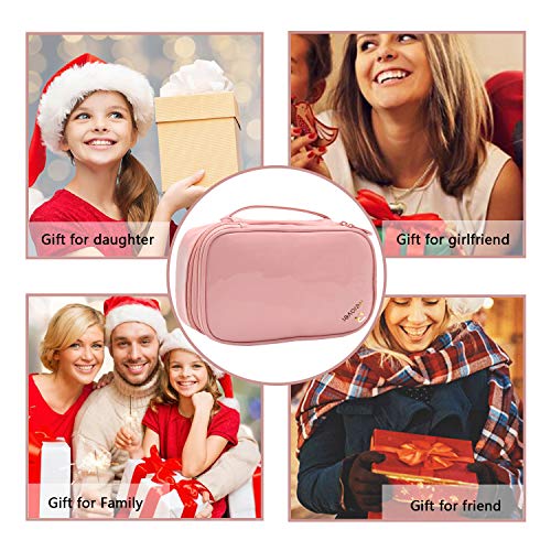 Relavel Makeup Bag Small Travel Cosmetic Bag for Women Girls Makeup Brushes Bag Portable 2 Layer Cosmetic Case with Brush Organizer Christmas Gift (Pink) 7 Relavel Makeup Bag Small Travel Cosmetic Bag for Women Girls Makeup Brushes Bag Portable 2 Layer Cosmetic Case with Brush Organizer Christmas Gift (Pink)