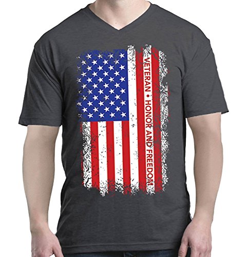 Veteren Honor and Freedom Men's V-Neck T-Shirt American Flag Shirts