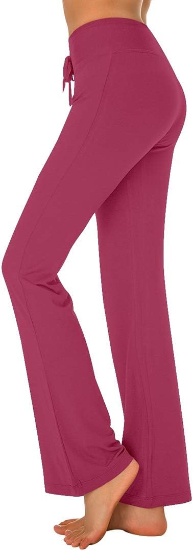 Women's Yoga Pants Comfy Drawstring Pajama Pants High Waist Lounge Casual Daily wear Pants(Burgundy, Large)