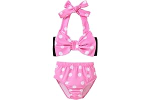 Aalizzwell Baby Girl Bathing Suit, Toddler Girls Two Piece Swimsuit Halter Top Bikini Bottoms Swimming Suit