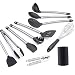 Kitchen Utensil Set Stainless Steel 11Piece - Cooking Utensils Set with Holder Nonstick Cookware (Silicone Head), BPA Free, Non Toxic Turner Tongs Spatula Spoon Set - Chef's Hand