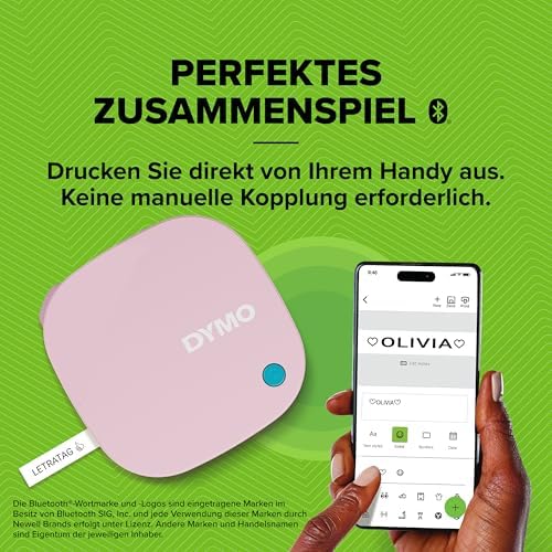 LetraTag 200B Rosa Bluetooth-Beschriftungsgerät im Sparpaket | kompakter Etikettendrucker | verbindet Sich über Wireless Bluetooth-Technologie mit iOS und Android | inklusive 3 x Schriftband