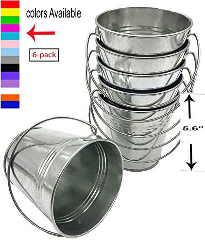 Italia 6-Pack Metal Bucket 1.5 Quart Color Galvanize Size 5.6 x 6" 6-Pack
