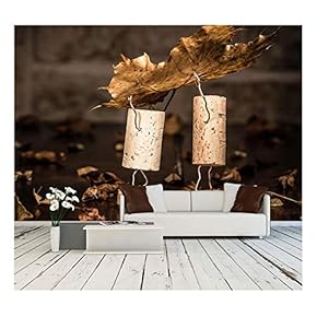 Concept Two Men Carry Leaves, Wine Cork Figures - Removable Wall Mural | Self-Adhesive Large Wallpaper - 66x96 inches