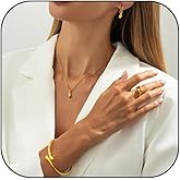 CXENSJH Gold Teardrop Jewelry Set for Women Gold Statement Teardrop Necklace Bracelet Ring Earrings Elegant Jewelry Set 4Pcs