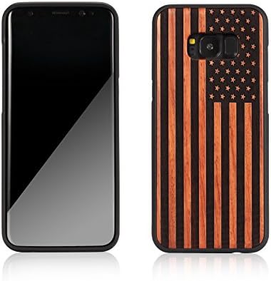 S8 Plus Case,Galaxy S8 Plus case,JuBeCo Wood Slim Case+TPU Bumper for Samsung Galaxy S8 Plus (us flag rosewood)
