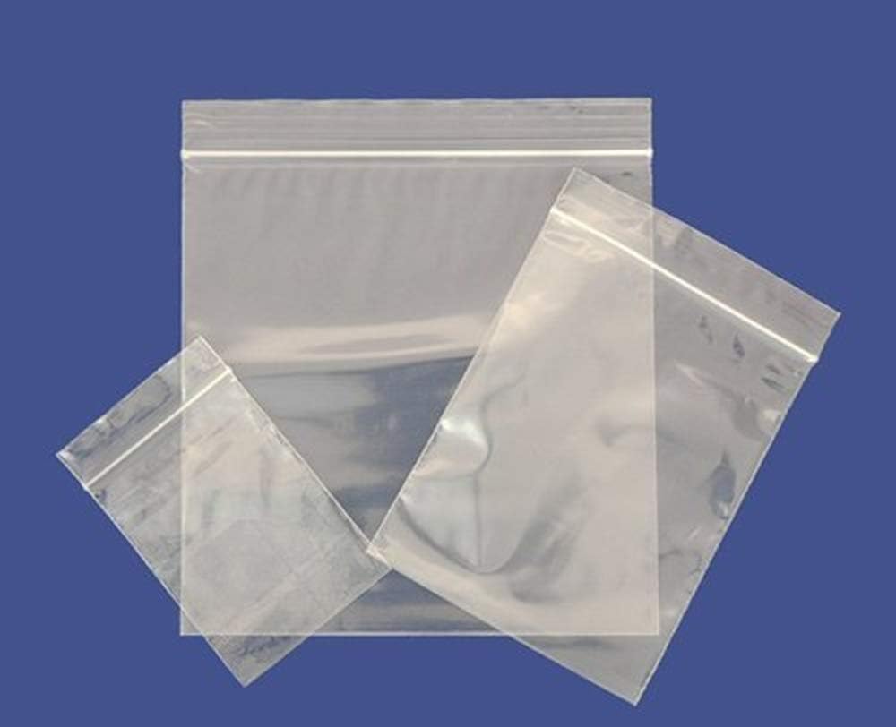 100 Plain Resealable Reusable Grip Seal Clear Poly Plastic Storage Bags - Suitable for Auto Parts and Domestic Use (5" x 7.50")