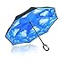 Reverse Folding Umbrella-Windproof & UV Protection - Inverted Umbrella with Free Carrying Bag , Sky Blue