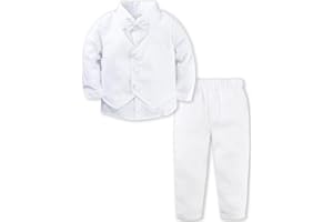 A&J DESIGN Baby Toddler Boys Gentleman Suit Set, 3pcs Outfits Shirts & Vest & Pants