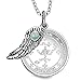 Archangel Michael Sigil Amulet Magic Powers Angel Wing Charm Green Quartz Pendant 18 Inch Necklace