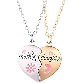 Ancnoz Mother and Daughter Necklaces for 2 Gold Silver Moon Star Matching Heart Necklaces for Mom Daughter Christmas Valentines Birthday Gifts from Mom Mama Mommy Moms Mothers Day Gift