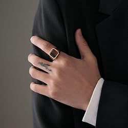 MYNENEY 14K Gold/Silver/Black Plated Square Signet