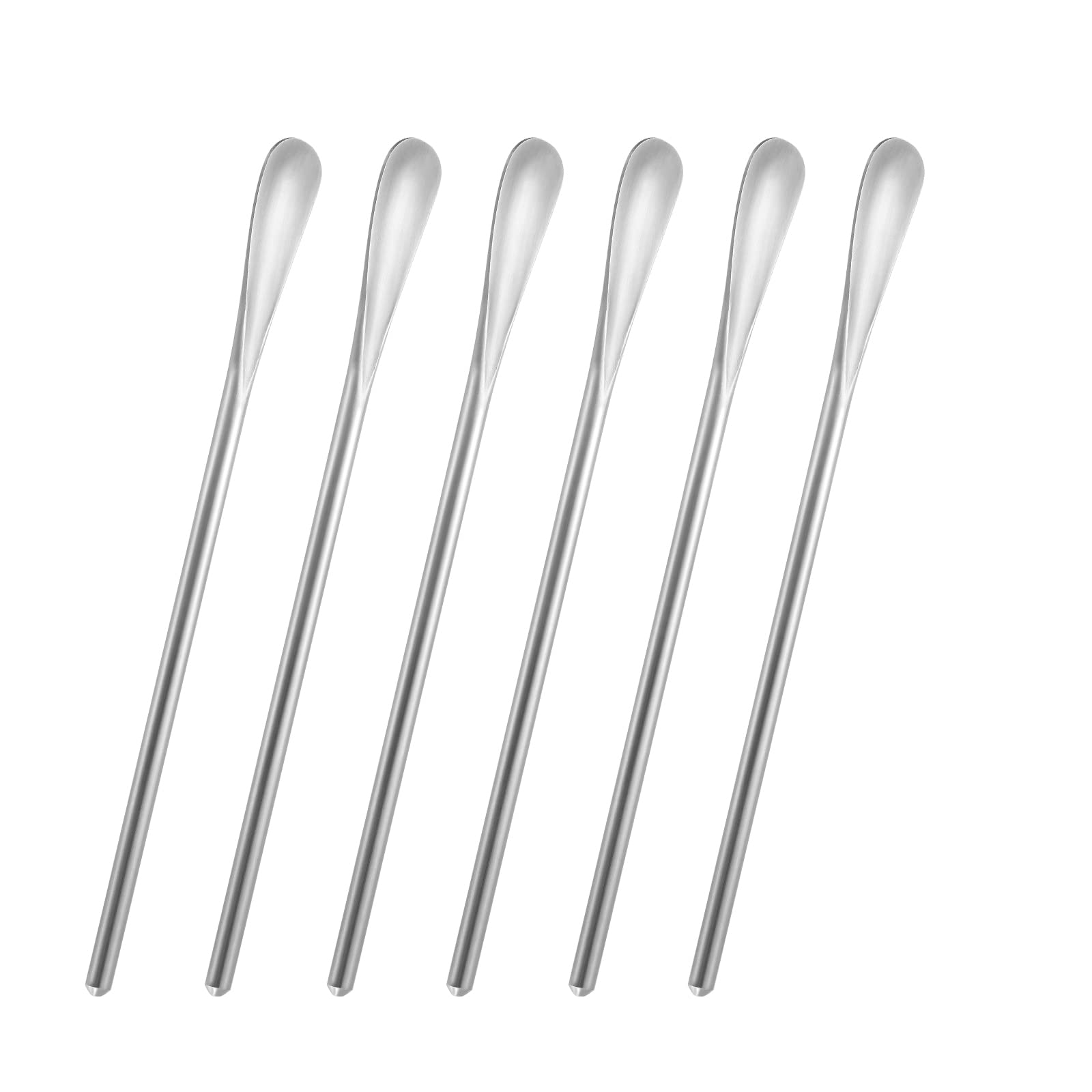 luvtree Set of 6 Stainless Steel 304 Reusable Mixing Spoons - 15.8 cm, Ideal for Stirring Coffee, Cocktails, Milk, Ice Cream, Juice, and Other Beverages - Perfect for Kitchen, Bar, and Party Use