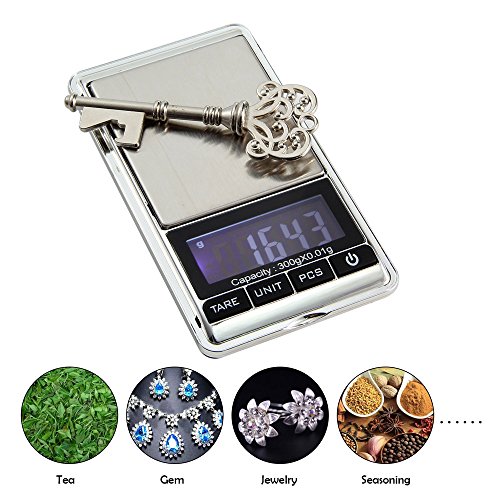 Digital Pocket Scale, Smart Weigh Scale High Precision Electric Jewelry Scale, Mini Portable LCD Gram Weight Balance Scale, 300g/0.01g, Black