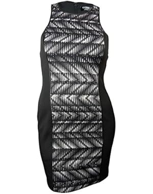 Guess LA Women's Monica Faux Leather Trim Printed Dress