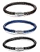 FUNRUN JEWELRY 3PCS Stainless Steel Leather Bracelet Men Women Braided Rope Wrist Cuff Magnetic Clasp 6MM 8 inches