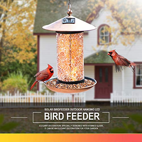 Artbirdfeeder Solar Bird Feeder Hanger Solar Lantern Powered For