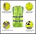 Safety Vest | 5 Pockets | High Visibility Reflective Strips | Color Neon Yellow (M)