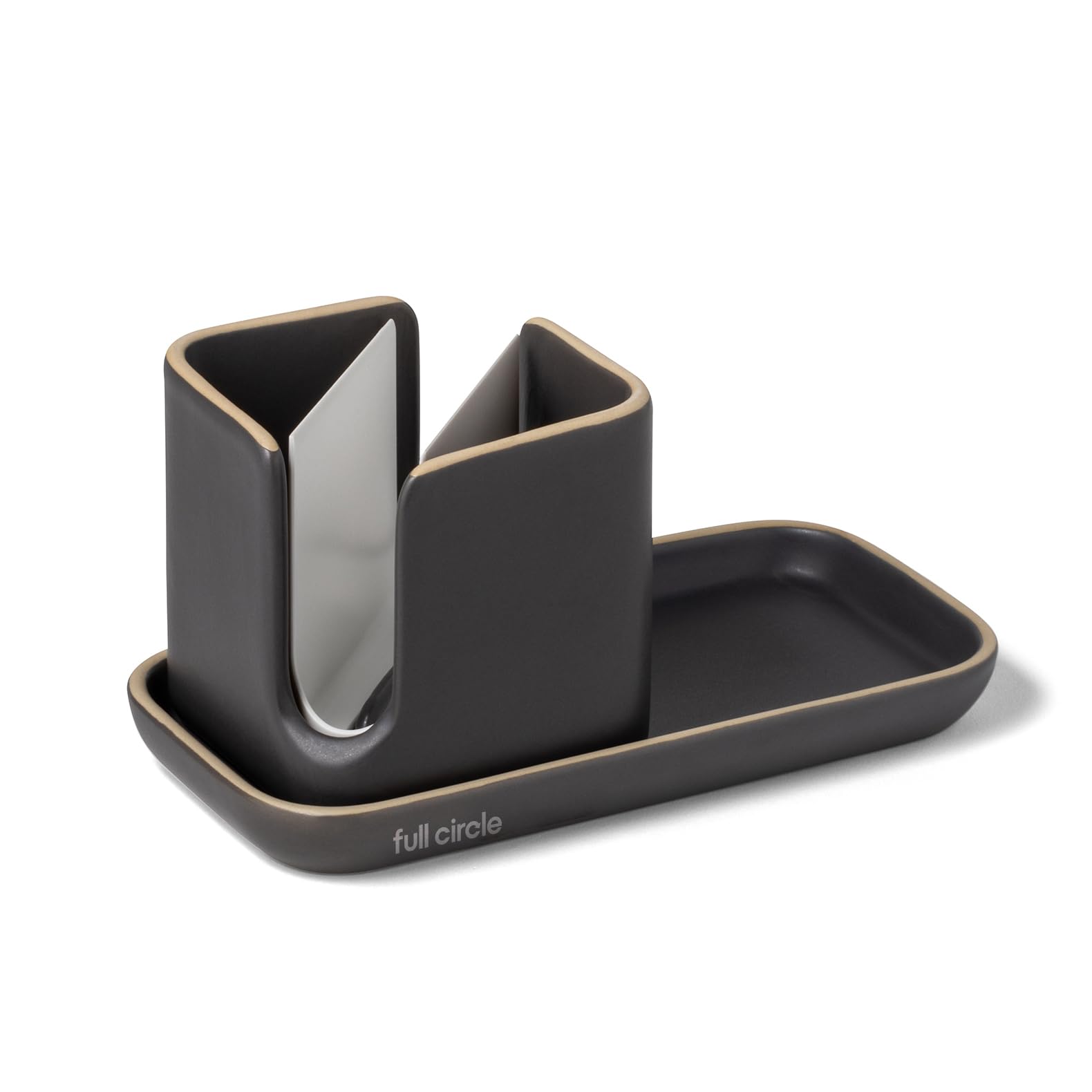 Full Circle Kitchen Sink Accessories, Ceramic, Gray and White, 1 Count (Pack of 1)