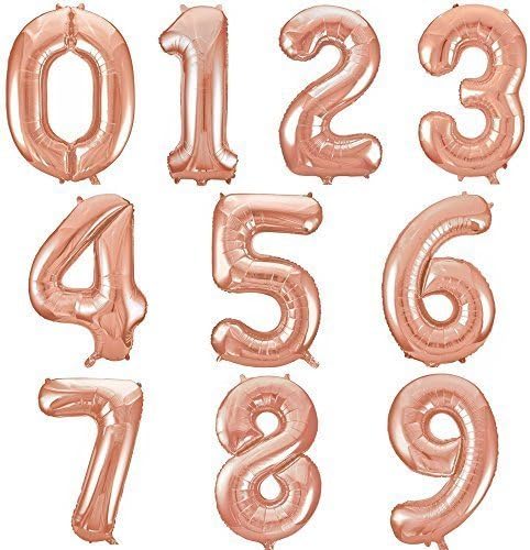 Vincenza 40" Foil Helium Balloons Number Letters 0-9 Rose Gold For Birthdays Weddings Party Balloon Decoration (9)