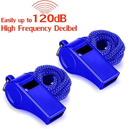 Hipat Whistle with Lanyard, 2 Packs Blue Plastic Whistles, Extra Loud Sports Whistles Great for Coach, Referee, Basketball, Lifeguard, Survival - Thumbnail 5