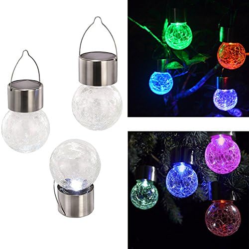 xhope 4 pcs Globe Sloar Lights Haging Lantern,Changing 7 Colors Outdoor Garden Solar Lamp,LED Hanging Lights Decorative Patio Lamp for Party,Outside,Tree,Yard,Garden