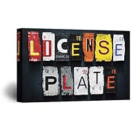 Canvas Wall Art License Plate Canvas Prints Home Artwork Decoration for Living Room,Bedroom - 12x18 inches