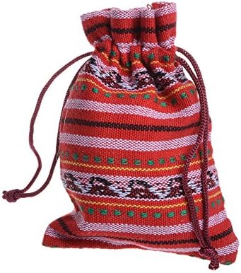 ZARABE 25PC Drawstring Cotton Linen Gift Storage Bag Ethnic Jewelry Packing Bag