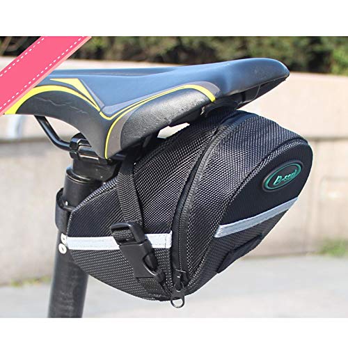 Qchomee Waterproof Bike Saddle Bag, Under Seat Bicycle Pack Reflective Tool Accessories Storage Pouch Cycling Wedge Bag with Inner Pocket Taillight Hook Loop for Mountain Road Bike Night Riding