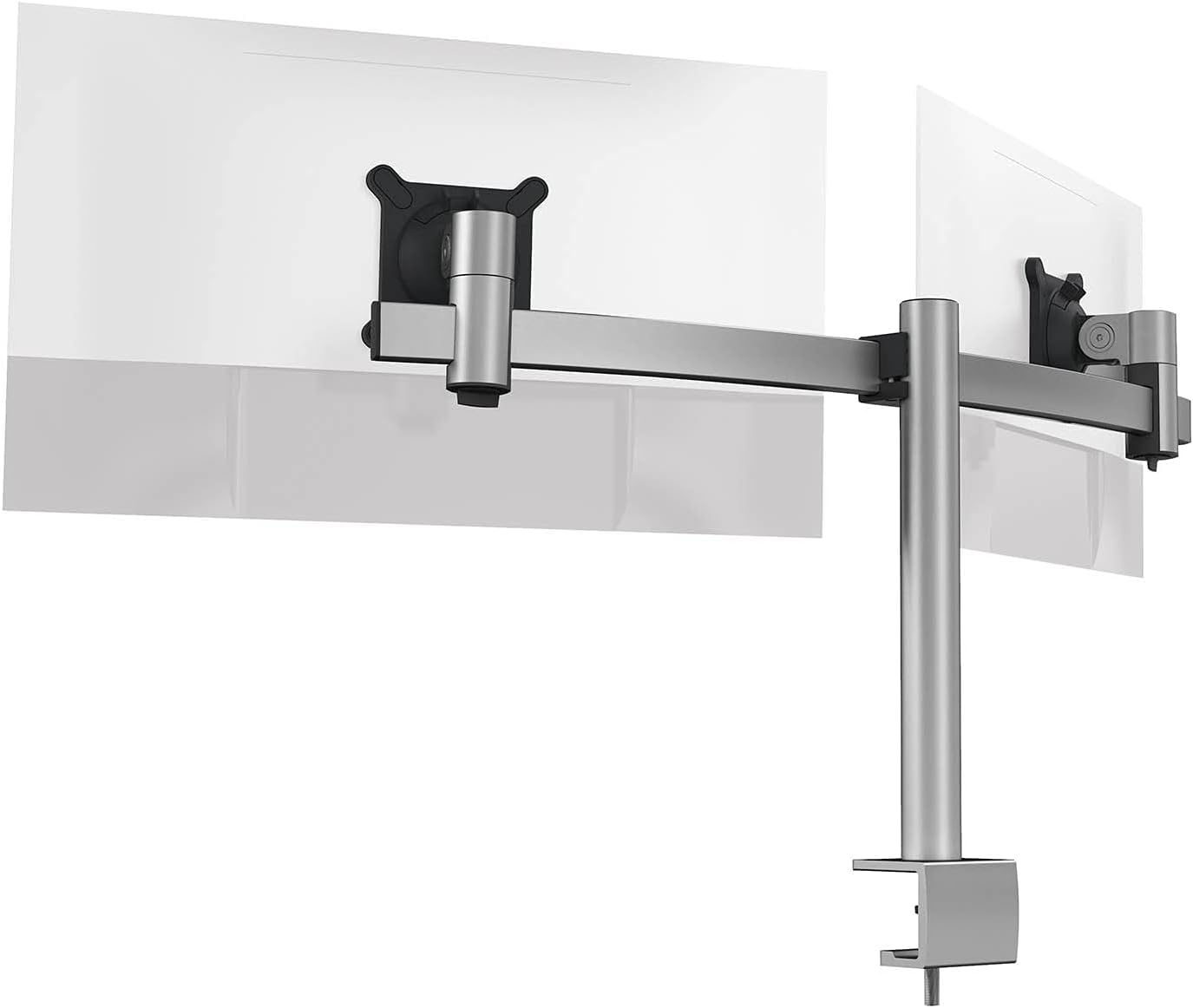 Durable Dual Monitor Mount Pro for 2 Screens - Dual Arm Monitor Stand with Clamp for Desks - VESA 75/100 - For 21 - 27 Inch Screens - Ergonomic, Height Adjustable, Rotate & Tilt