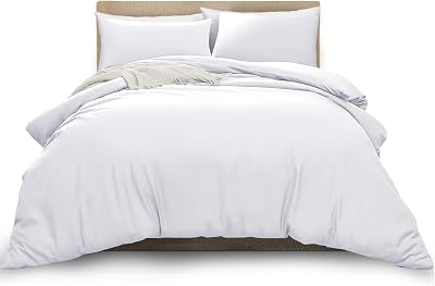 MOONLIGHT20015 King Duvet Cover Set White Soft Brushed Microfiber 3pc