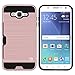 J7 Case, MP-Mall [Shock Absorbent] [Card Slot] Armor Hybrid Defender Shockproof Rugged Protective Cover Case For Samsung Galaxy J7 2015 (Rose Gold)