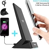 Wireless Charging Stand, CharJenPro Qi Wireless Charger for Iphone X, 8, 8 Plus and Samsung Galaxy S9, S9+, S8, S8+, S7, S7 Edge, S6 Edge Plus, Note 8. iPhone Wireless Charger. Plus EXTRA USB port.