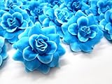 (24) Silk Blue Diamond Roses Flower Head - 1.75